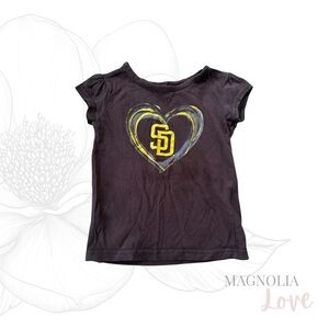 💛 Genuine Merchandise Kids San Diego Padres Heart Graphic Tee Shirt 2T